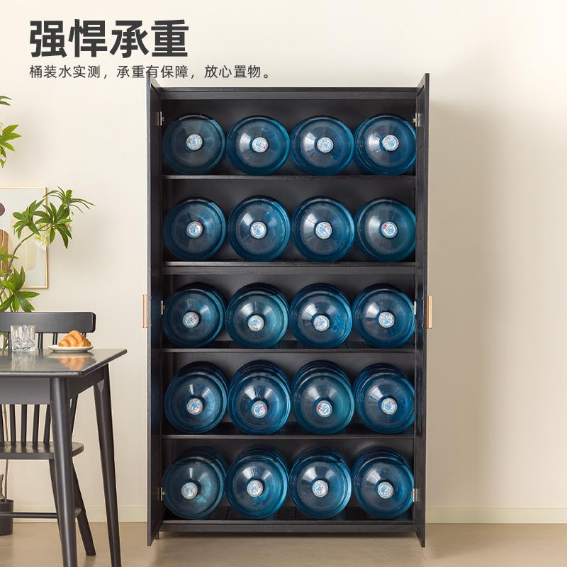 书架置物架落地书柜储物柜一体靠墙家用竹木多层带门防尘收纳柜子