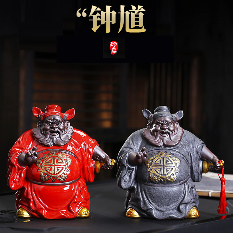 创意陶瓷钟馗摆件中式禅意人物摆设家居客厅茶室玄关装饰工艺礼品