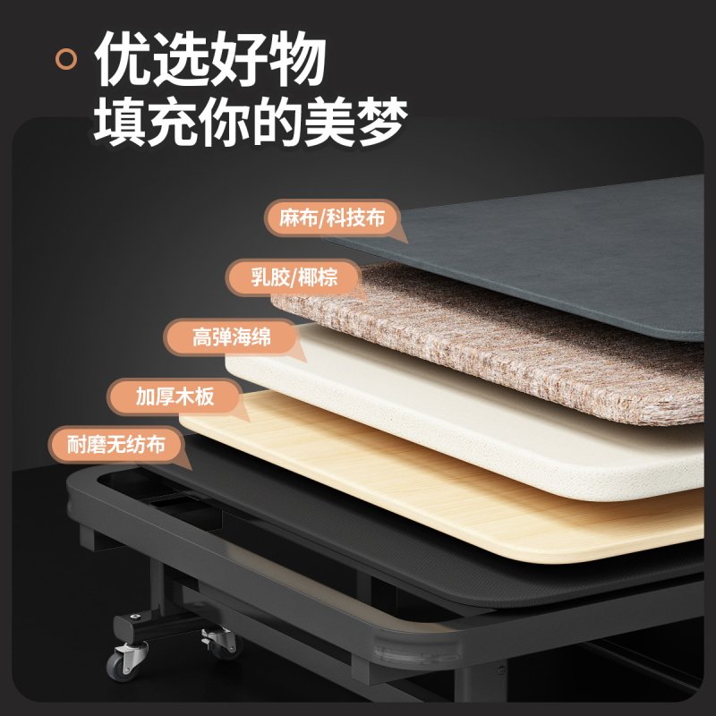 摺叠牀办公司午休单人牀加厚海绵椰棕乳胶家用简易可携式成人躺椅