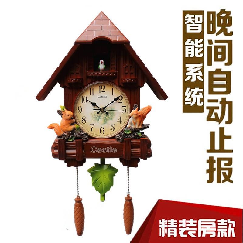 布谷鸟挂钟闹钟自鸣钟咕咕钟创意时尚客厅小鸟音乐挂表整点报时钟
