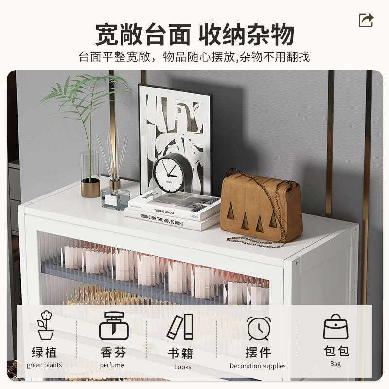 2023新款爆款白色奶油风鞋架子带门鞋柜学生宿舍入户家用门口实木图片