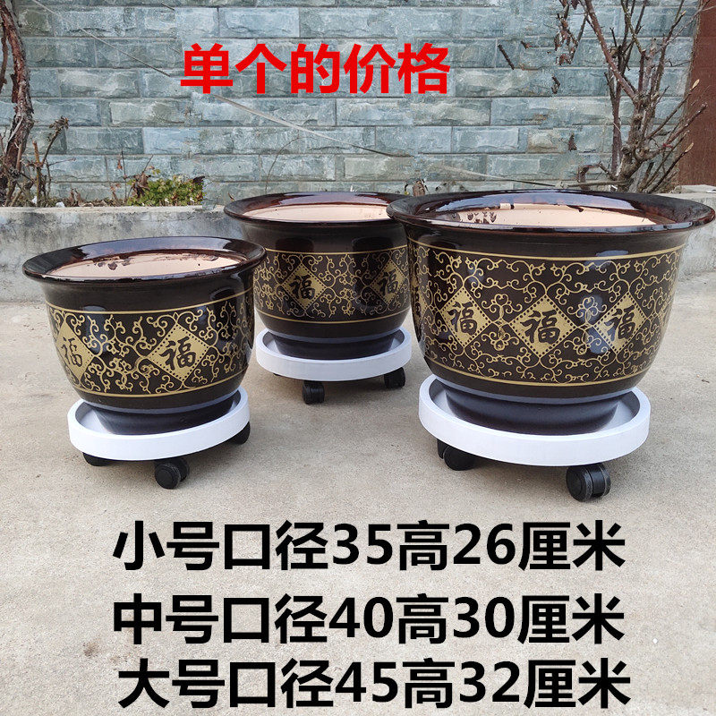 陶瓷盆大花盆特价包邮 特大号45cm青花瓷陶瓷花盆透气 花卉盆景