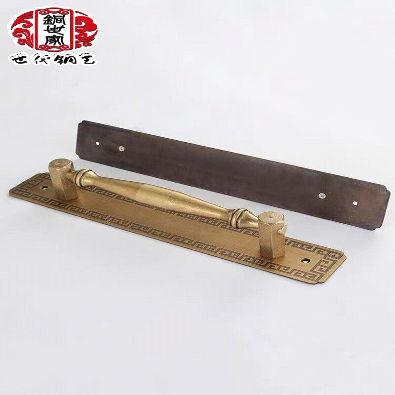 仿古中式大门简约黄铜拉手明装对开木门双开推拉铜把手古铜色复古