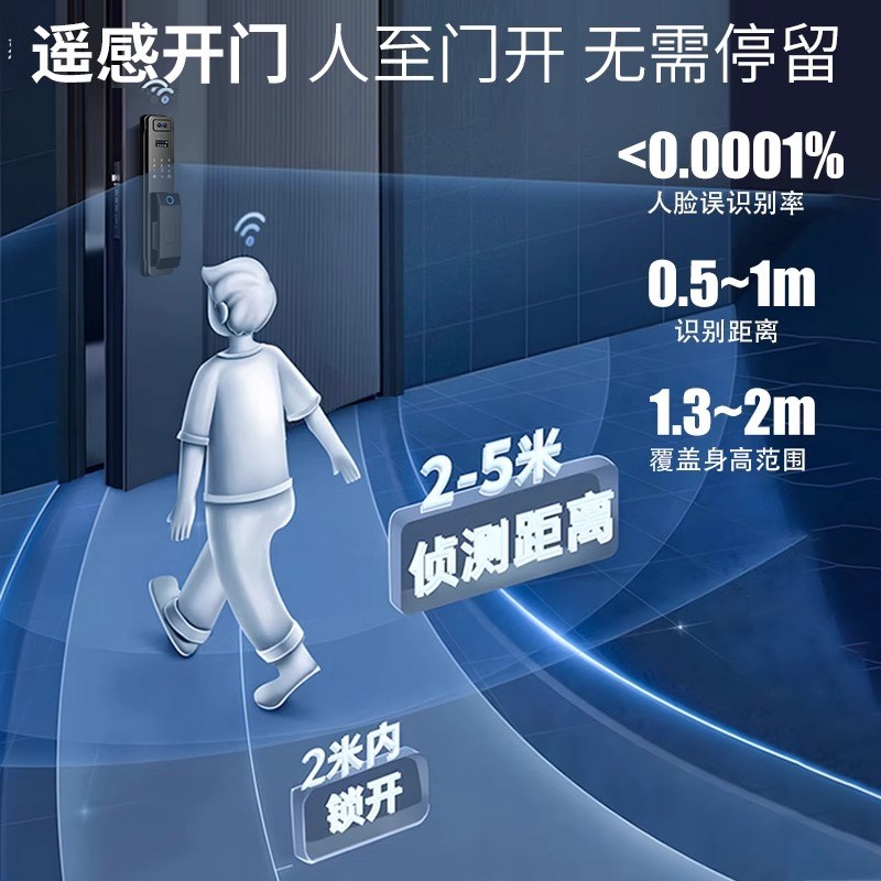 3D人脸识别指纹锁家用防盗智能门锁可视门铃全自动密码锁家用门锁