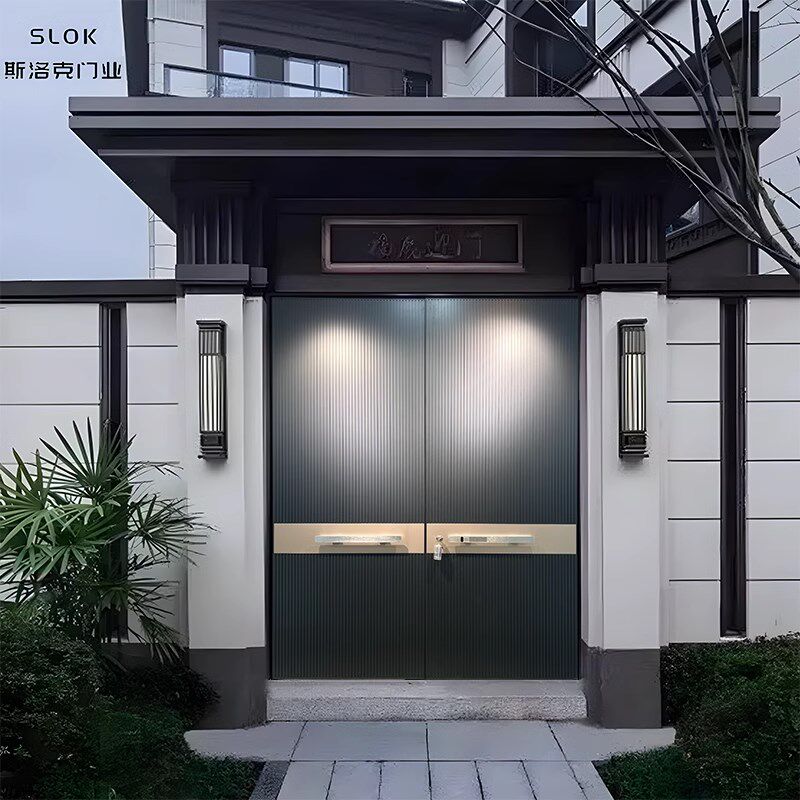 铸铝门别墅大门双开门农村自建房大门家用对开门子母进户铜入户门