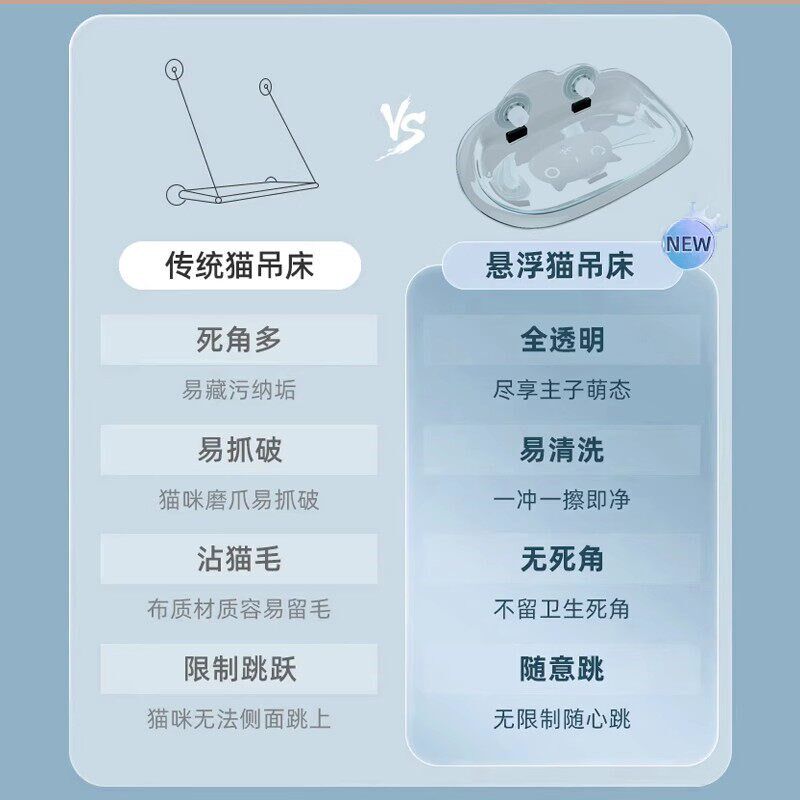 猫吊床窗户吸盘玻璃挂窝阳台冬窗台晒太阳猫窝吊篮观景台睡觉专用