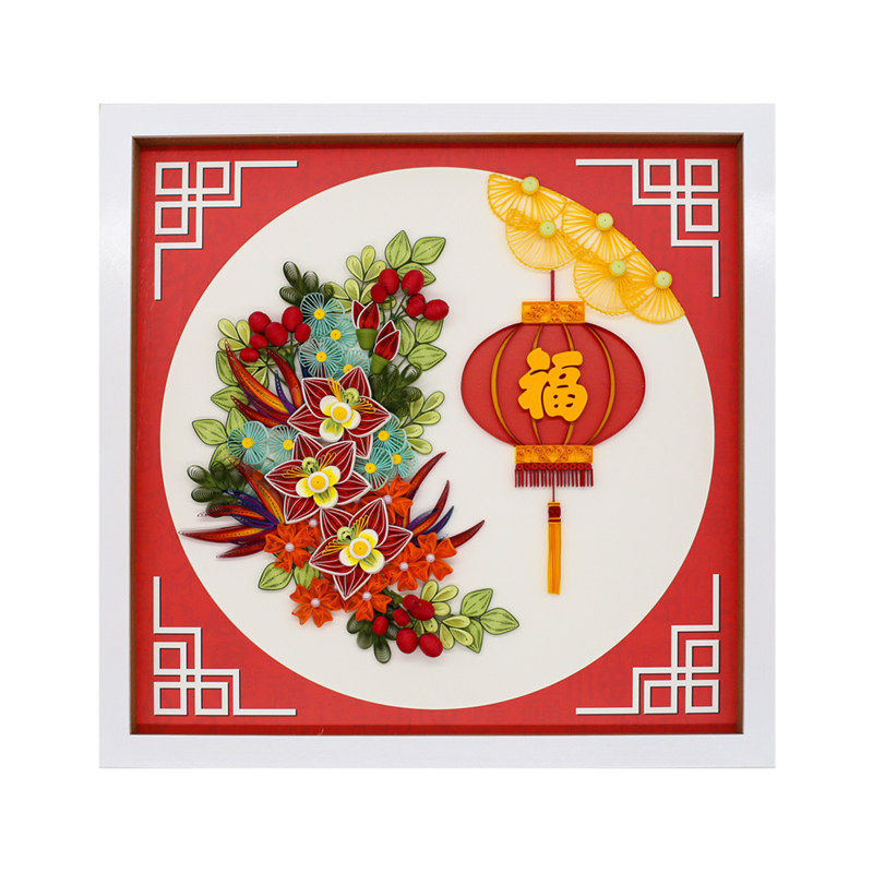 指艺时代春熙衍纸套装材料包38*38创意手工DIY韵雅春节装饰衍纸画