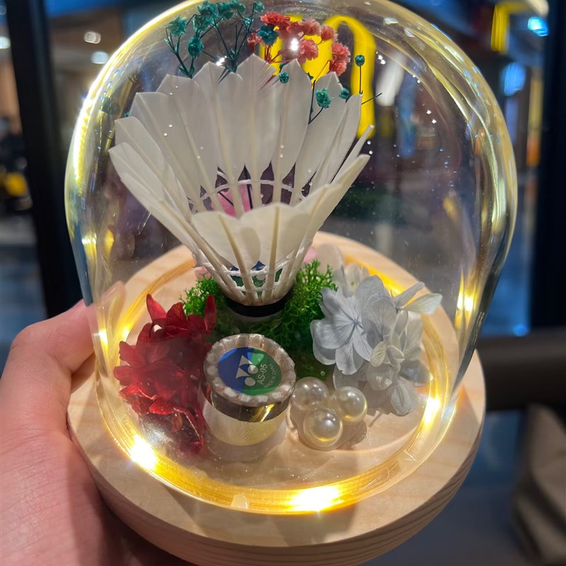 羽毛球礼物花手工DIY永生花摆件送男女朋友礼物生日礼物创意礼品