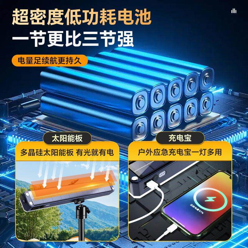 太阳能户外露营应急充电LED灯磁吸超长续航夜市摆地摊支架照明灯