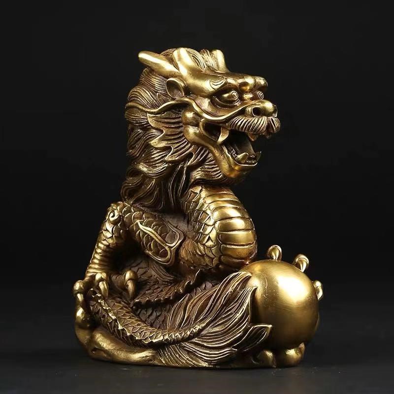 纯铜龙摆件十二生肖龙吉祥物青龙摆设招财家用风水家居工艺品摆件