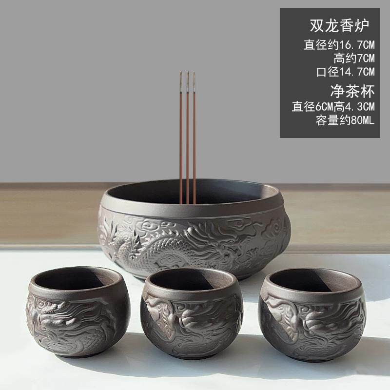 家用紫砂香炉大号创意中式佛具用品陶瓷烧香炉插香线香贡财神供佛