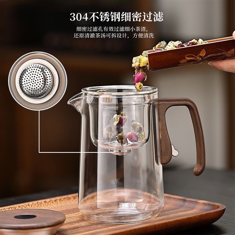 新款磁吸飘逸杯泡茶壶一键过滤茶水分离杯玻璃泡茶杯喝水杯大容量
