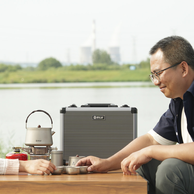户外茶具锅具炉具套装纯钛泡茶煮茶烧水壶专用轻量旅行便携手提箱