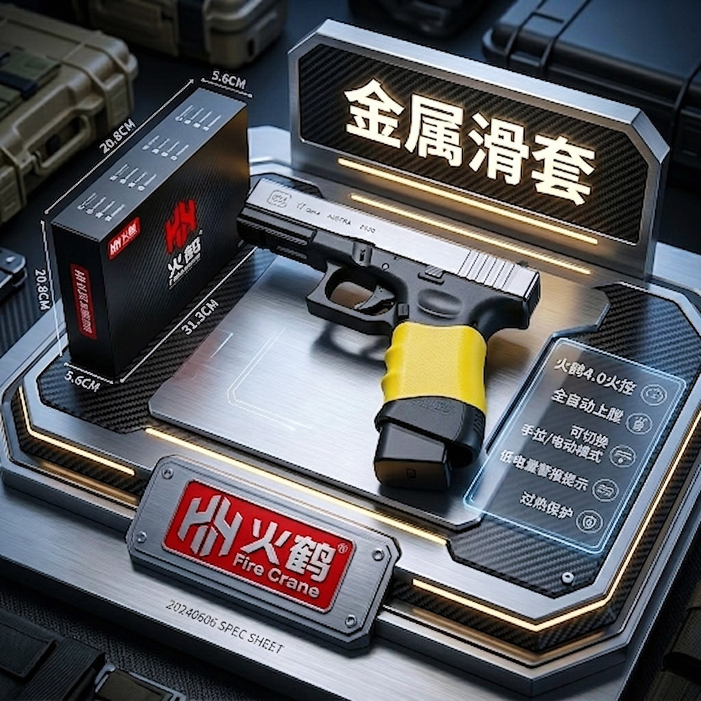 火鹤全新金属滑套G17格洛克电手电动连发模型发射器玩具枪男孩科