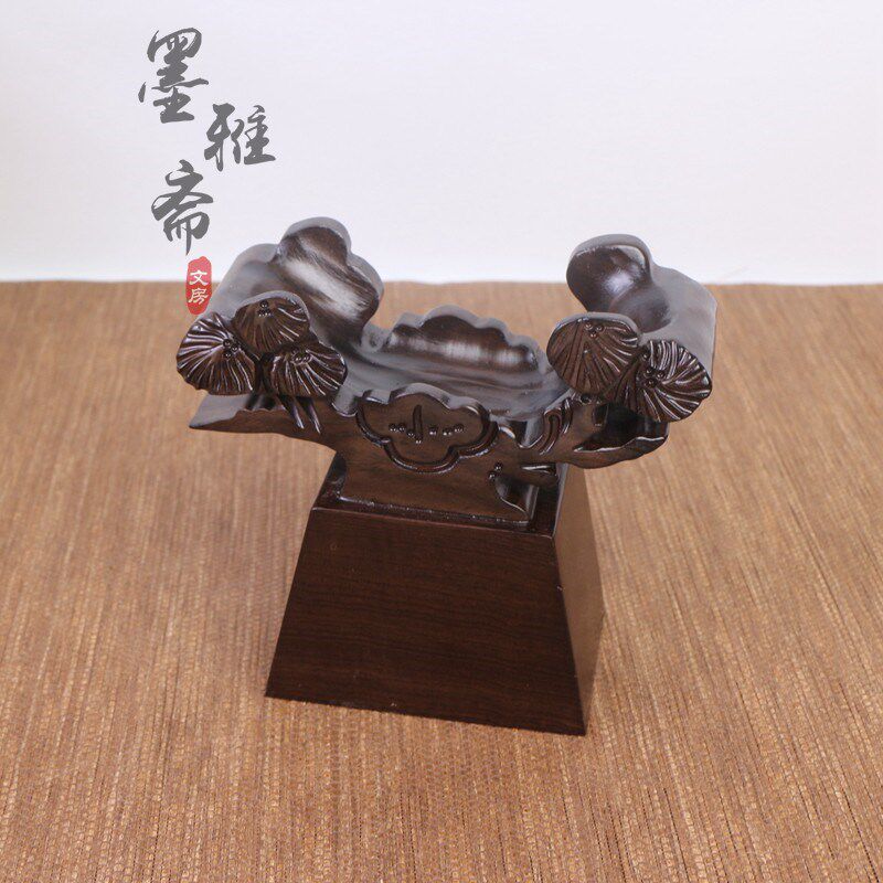 黑檀实木小石头架子玉宝石鹅卵石矿石创意装饰展示托架高底座雕刻