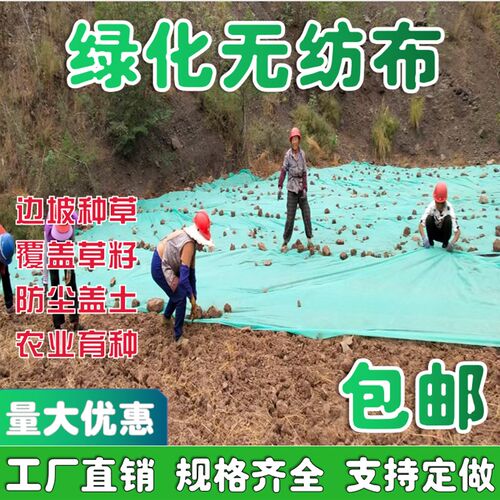绿化无纺布绿色透气膜园林工地防尘盖土布草坪护坡边坡植草无纺布