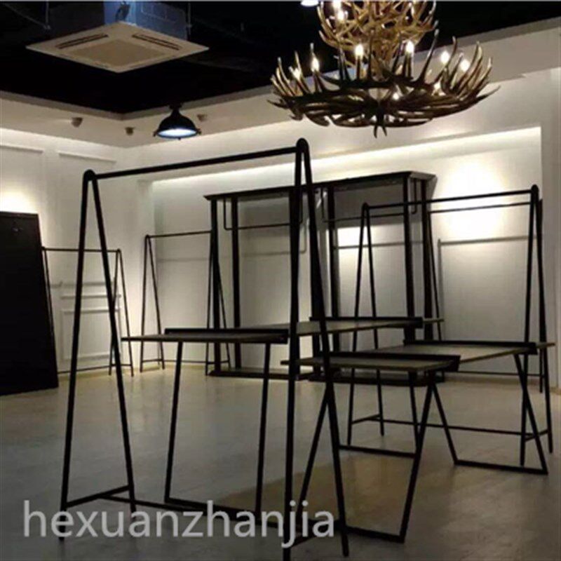 欧式铁艺服装架展示架 落地式婚纱陈列架 服装店货架侧挂龙门衣架
