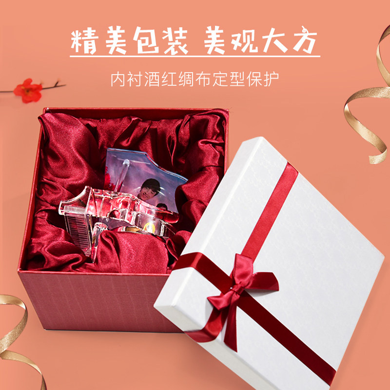 水晶钢琴八音乐盒旋转创意圣诞生日礼物定制送女朋友女生女儿实用
