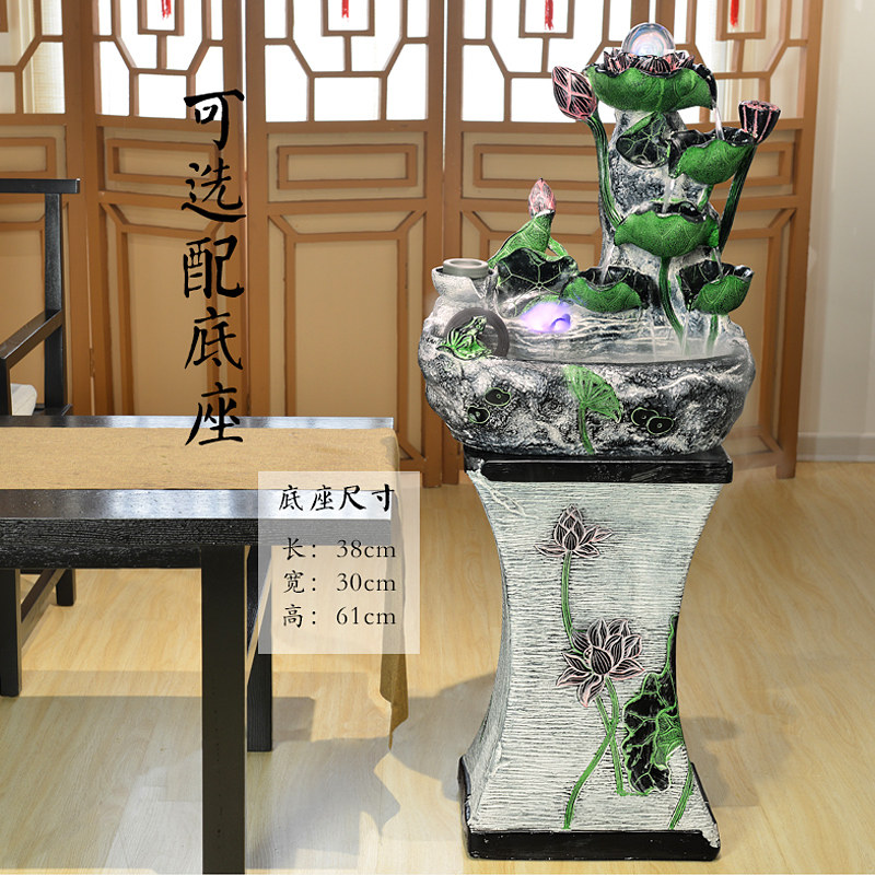 荷花风水轮招财室内转运球摆件假山流水喷泉水车生财家用盆景装饰