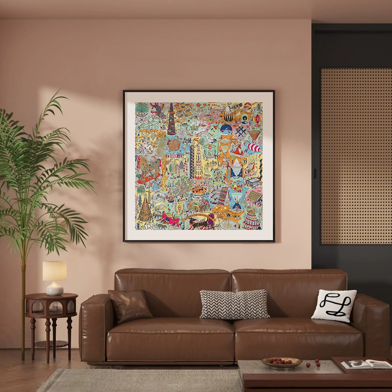 现代轻奢客厅装饰画高级感抽象画格调艺术丝巾图案挂画餐厅卧室画