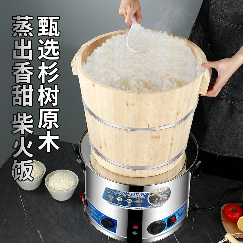 小笼包蒸锅商用三孔蒸水饺包子早餐店台式电蒸气炉蒸包炉蒸饭木桶