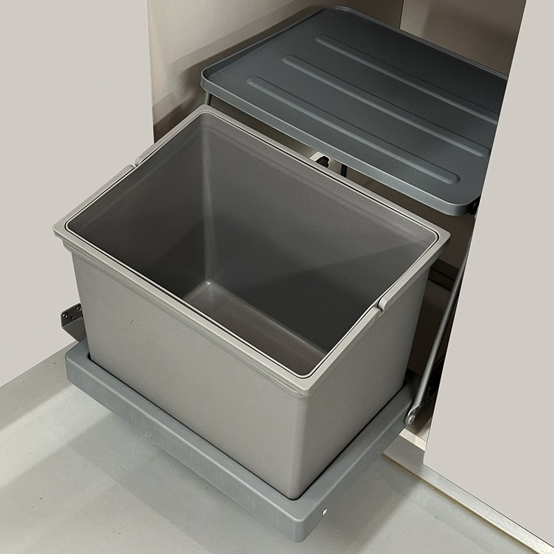 水槽柜嵌入式垃圾桶隐藏厨房垃圾筒浅窄整体橱柜清洁桶底抽拉式洗
