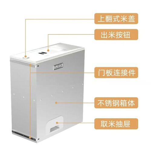 抽屉式整体橱柜米箱拉篮厨房装米桶防虫304不锈钢拉篮米面收纳防