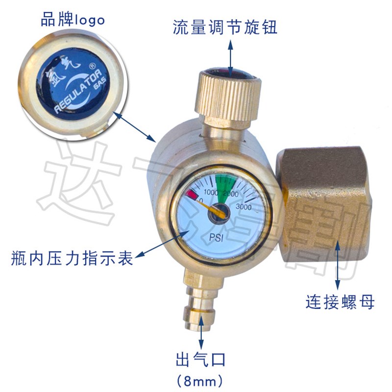 五防氩气表省气节能抗摔减压表氩弧焊气表减压器迷你小型压力表铜