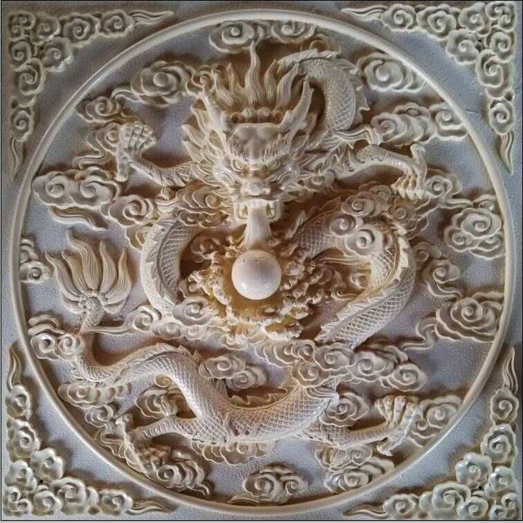 8D立体浮雕背景墙壁纸3D玉雕龙玄关墙纸定作龙纹图案大型装饰壁画