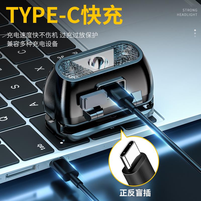 夜钓鱼头灯强光充电超亮头戴式小型迷你超长续航手电筒矿灯轻