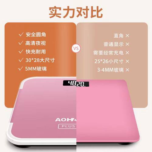 新款体重秤电子称家用小型精准充电电子秤人体秤耐用称重计体重称