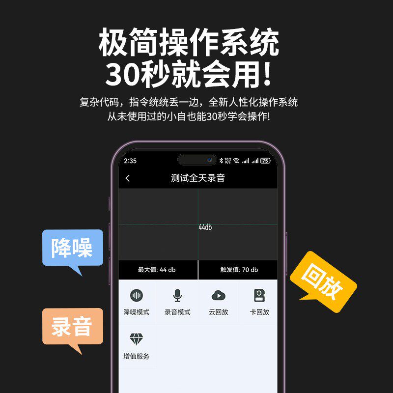 手机远程控制高清专业采集降噪音录音笔实时听音录音监控拾音器