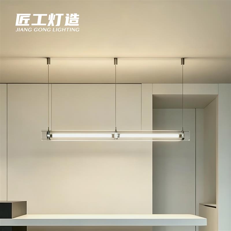 玻璃马扎灯饭厅吊灯一字北欧设计师工业风艺术极简饭厅长条吧台灯