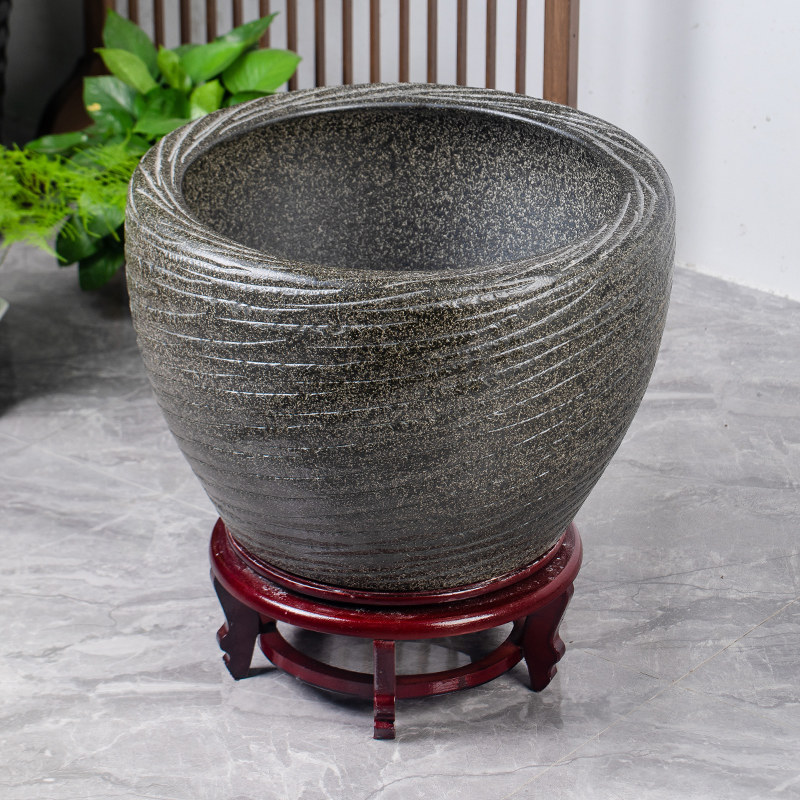 仿石陶瓷鱼缸水缸养鱼阳台睡莲荷花缸室外庭院大缸鱼缸老式大水缸