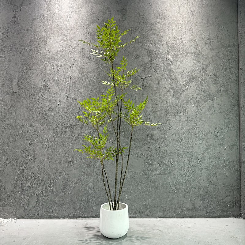 南天竹仿真绿植盆栽室内客厅假植物摆件高端轻奢仿生假树落地装饰