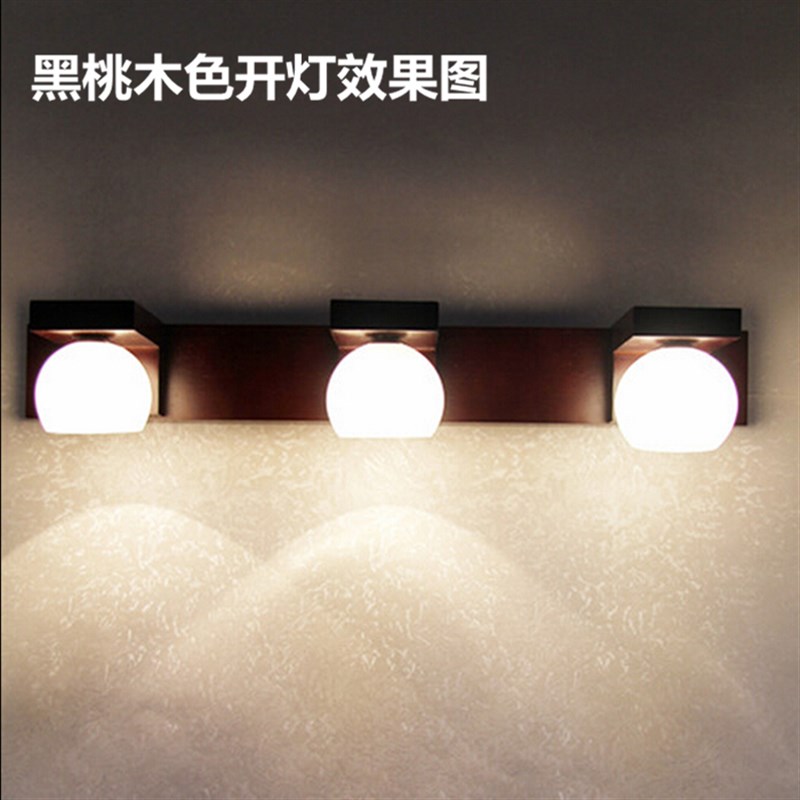 实木浴室壁灯洗手间镜前灯卫生间防水led镜前灯中式实木卧室灯具