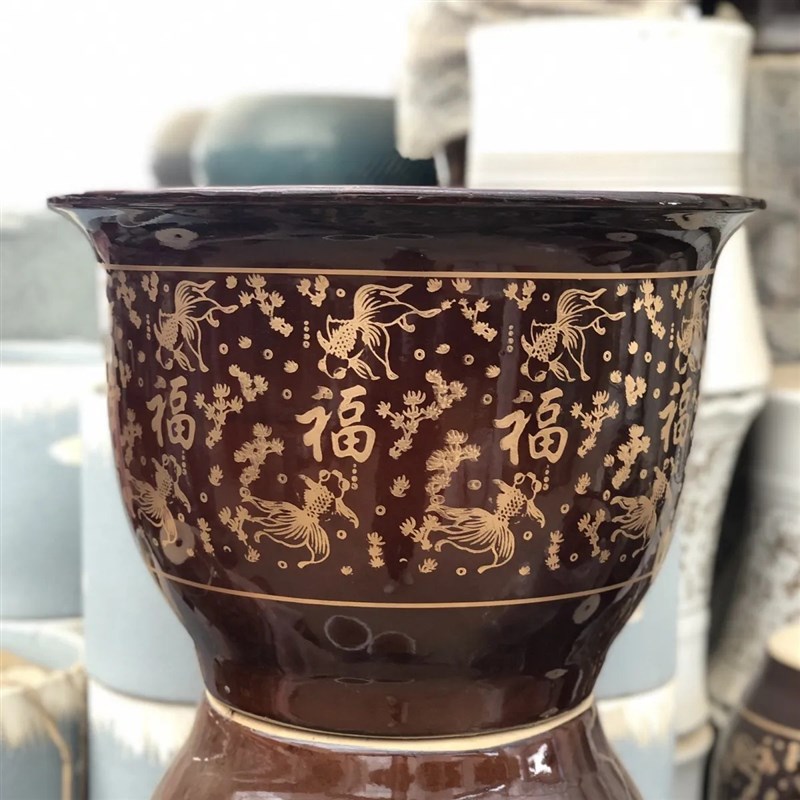 特大号山水陶瓷花盆风景花缸铁树花盆牡丹花盆陶瓷客厅门旁大花盆