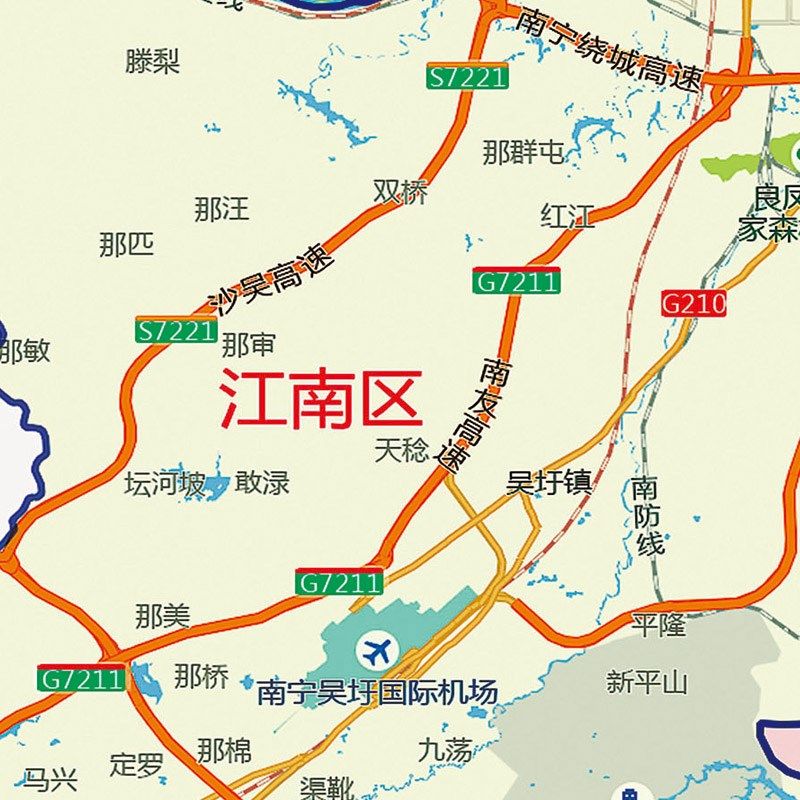 2024新款南宁市行政地图贴图办公室挂图高清壁贴超大装饰画定