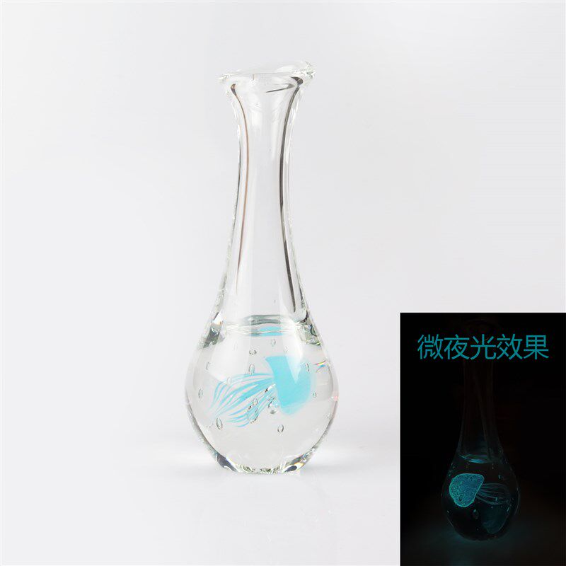 创意小清新奇特别琉璃玻璃手工花瓶花插花器家居装饰摆件夜光水母