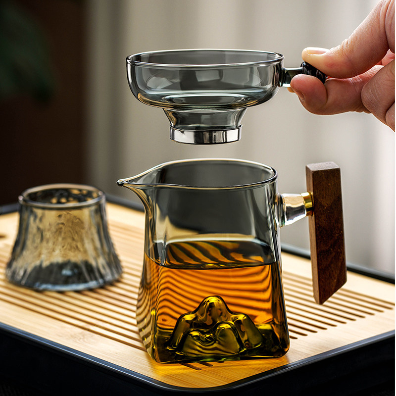 过滤网功夫茶具配件公道杯隔茶滤网滤茶器茶隔茶斗耐热玻璃茶漏