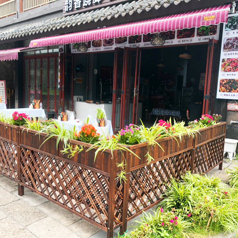 架子庭院木栅栏围栏餐厅隔断花架户外花槽防腐木花架饭店装饰花盆