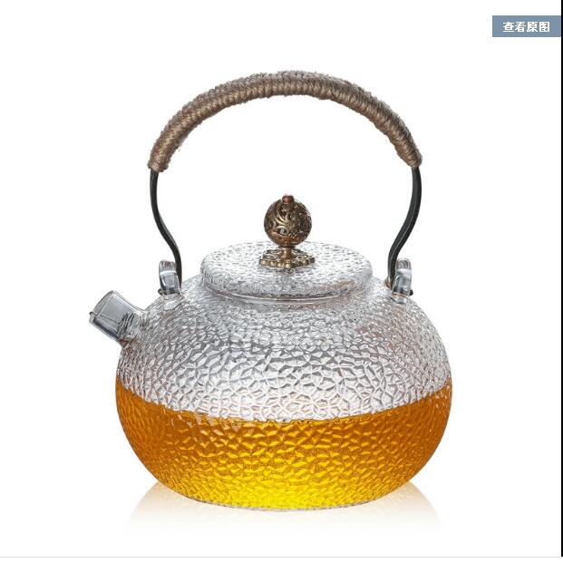 高硼硅耐热玻璃提梁壶锤目纹煮茶壶内胆过滤日式功夫茶具套装加厚