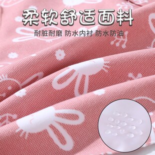 新款时尚耐脏卡通围裙双层内衬防泼水防污家用厨房餐饮干活工作服