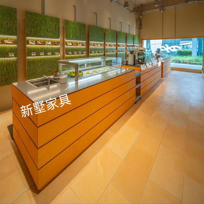 海洋板中岛柜流水台展示柜简约咖啡厅吧台柜甜品制作台工作台展柜