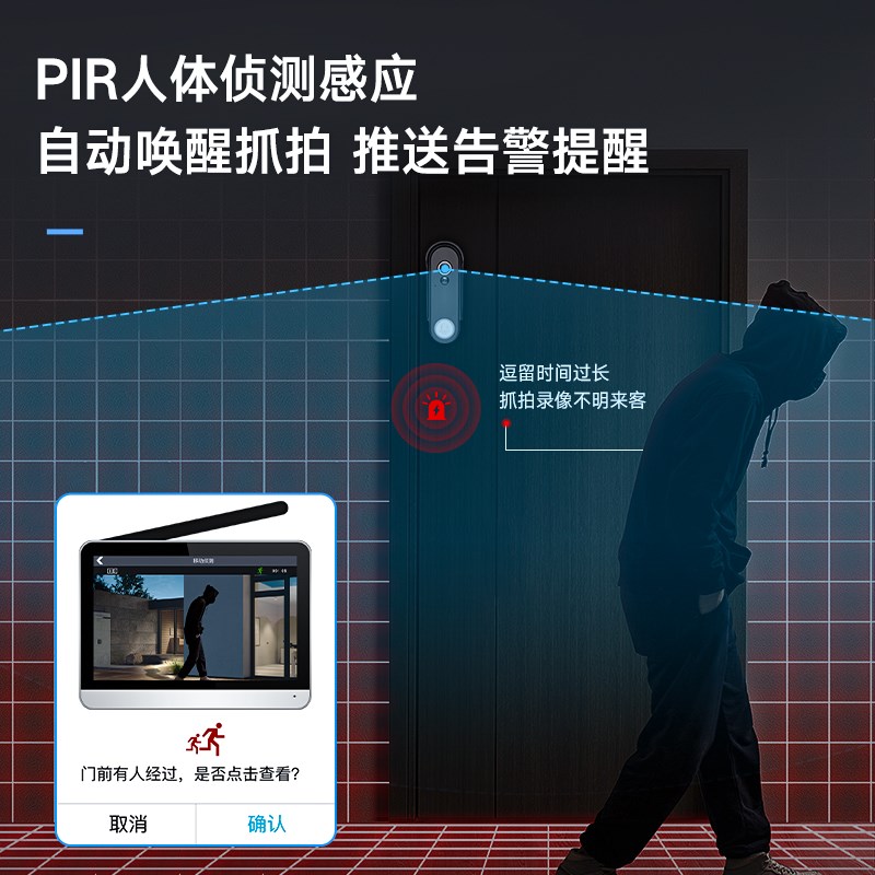 户外门口智能别墅防水无线监控可视对讲门铃家用显示屏猫眼摄像头