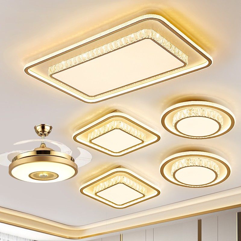 led水晶吸顶灯 轻奢大气客厅灯简约现代长方形卧室灯餐厅灯具套装