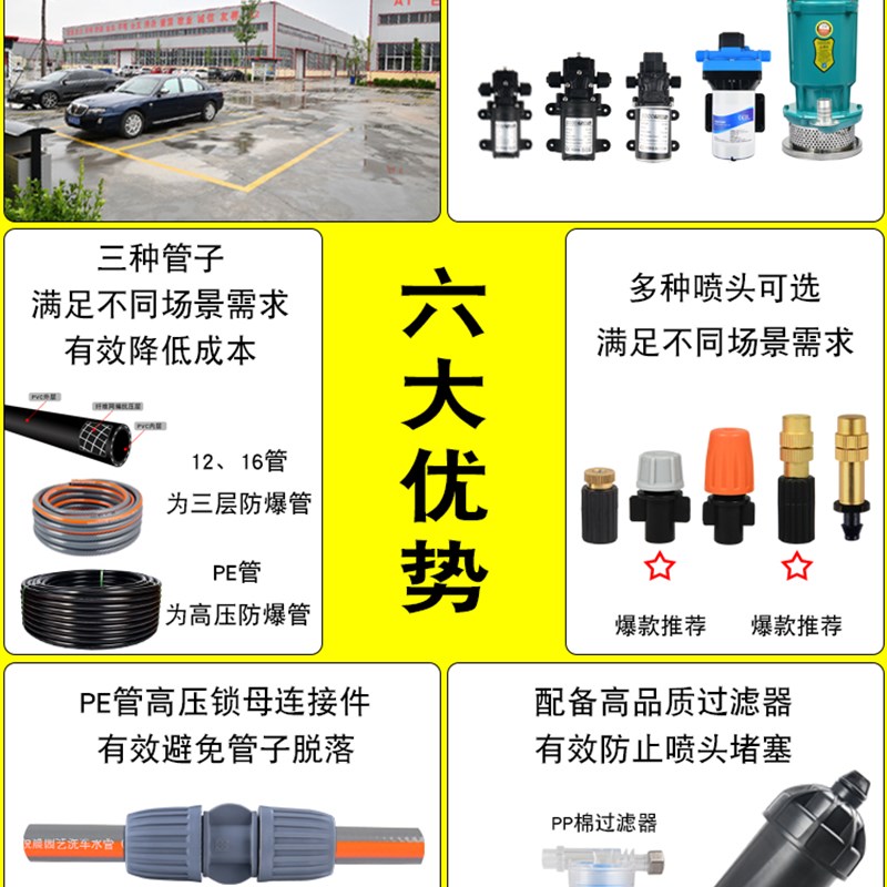 工地除尘围挡喷淋系统降尘设备雾化喷头养殖场降温自动浇水喷雾器