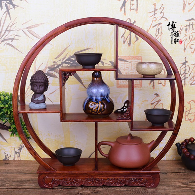 酸枝木小博古架茶壶架子红木中式多宝阁实木展示架摆件博古架小型