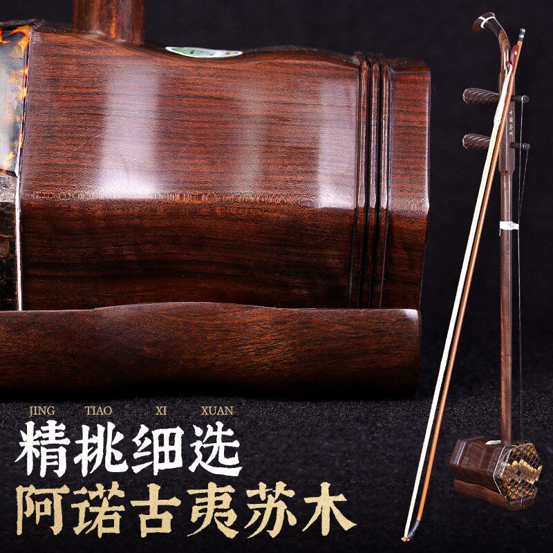 苏州红木二胡黑酸枝大皮二胡琴苏州大音量专业演奏二胡乐器