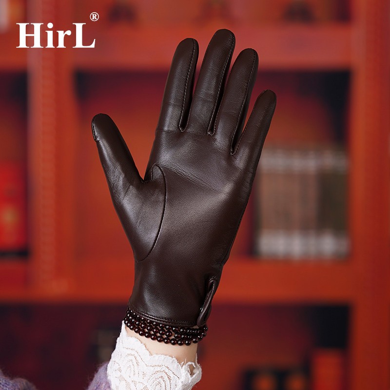 进口山羊皮女士修手薄款单皮冬季加绒保暖开车骑行真皮手套女触屏